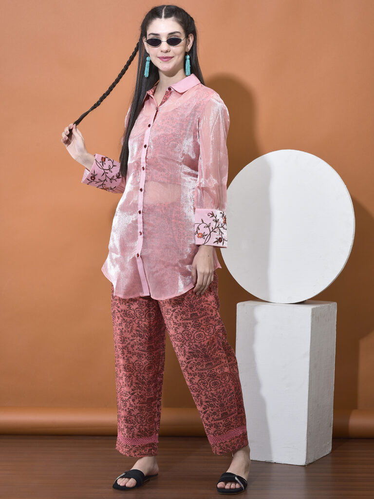 Chanderi & Organza Co-Ord Set