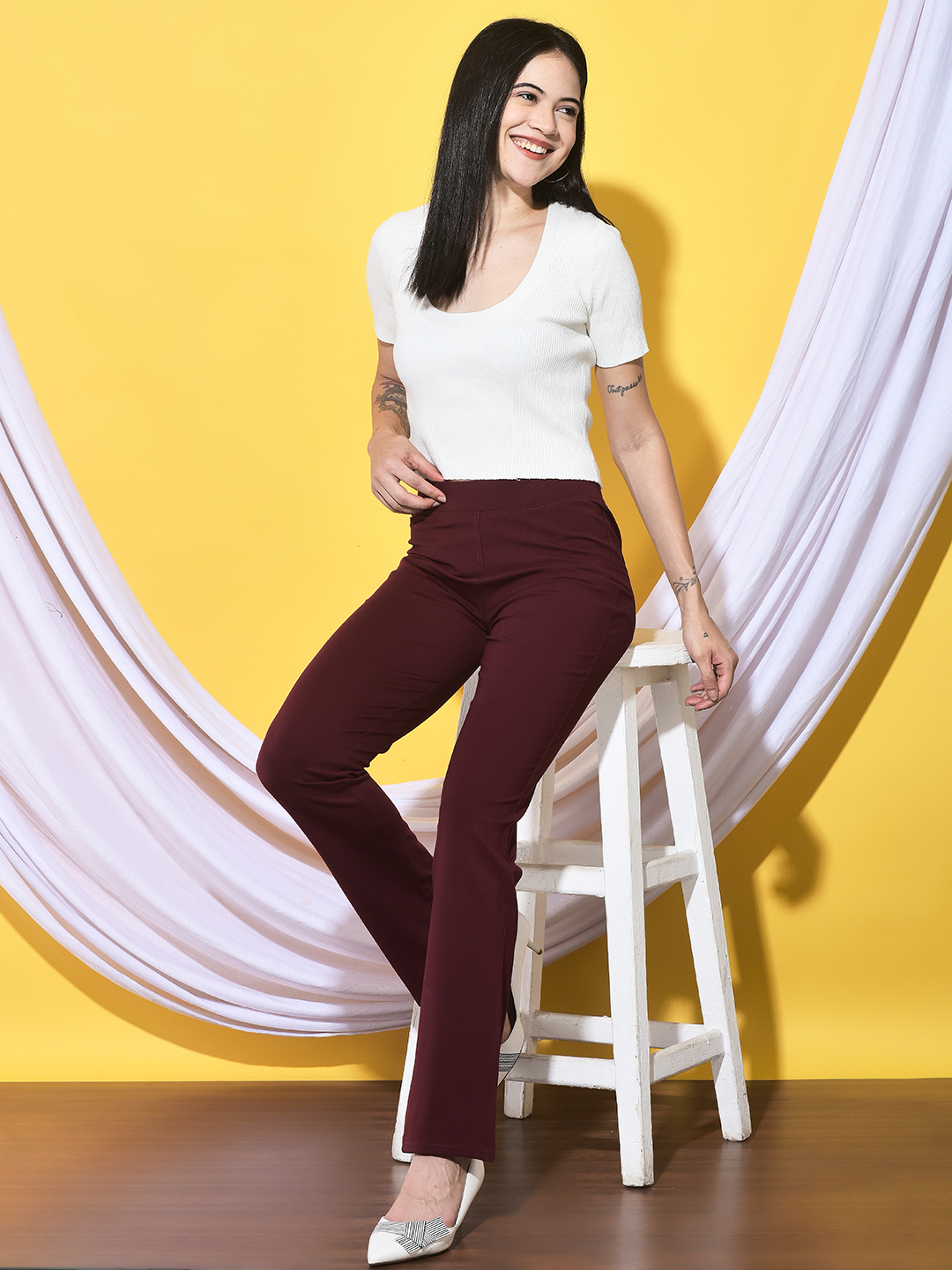 PR STP: Straight-Leg Trousers Wine