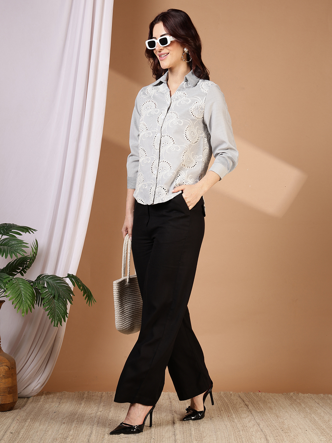 The Santorini Embroidered Shirt Black