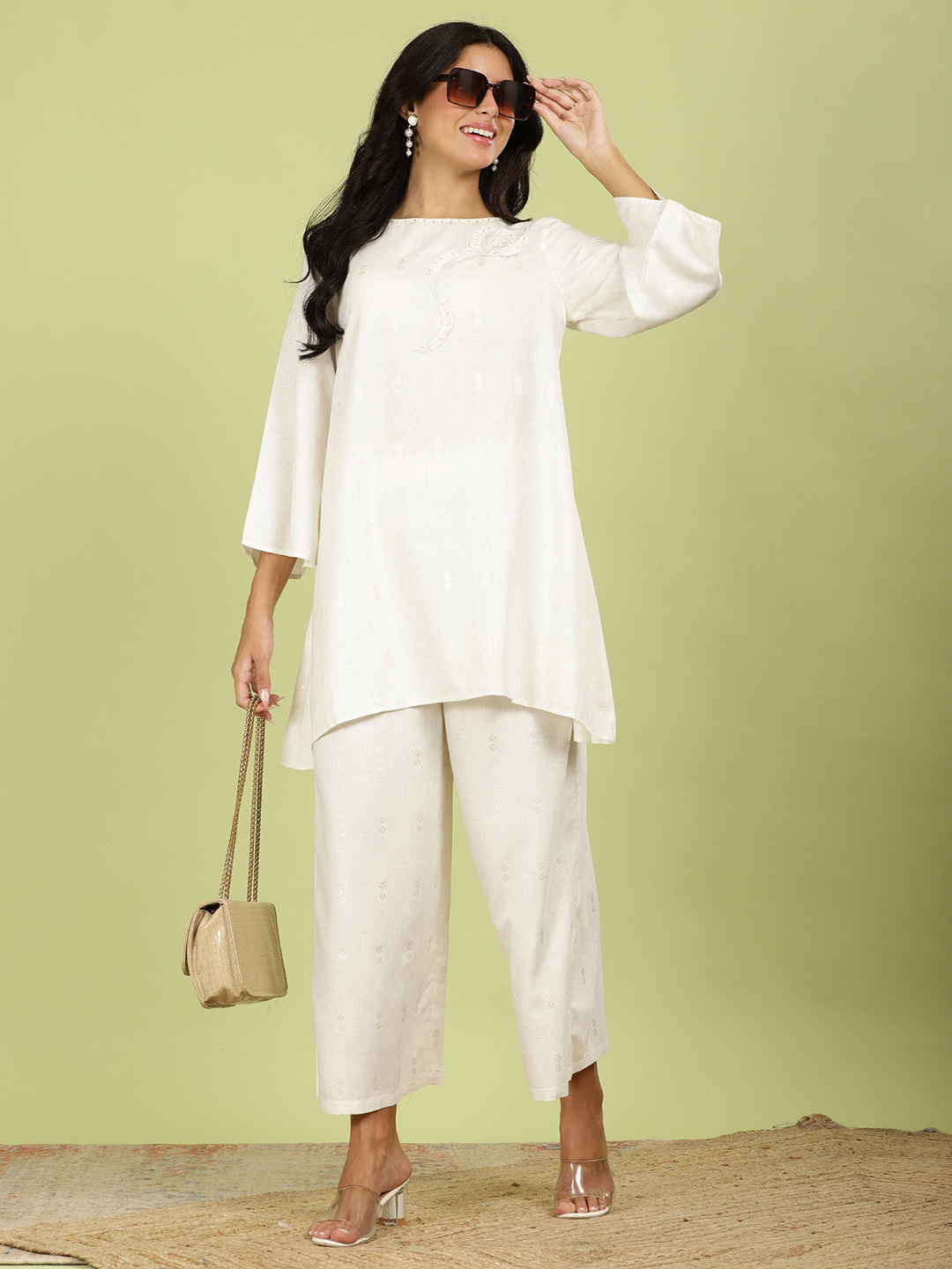 Ivory Hand-Embellished  Co-ord Set