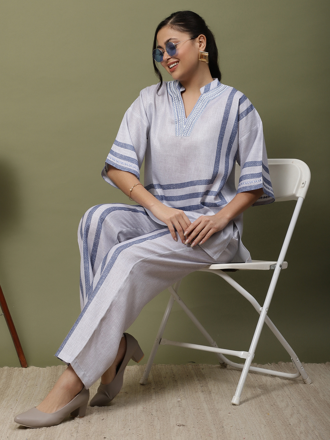 Dusty Rose Linen Set in Grey