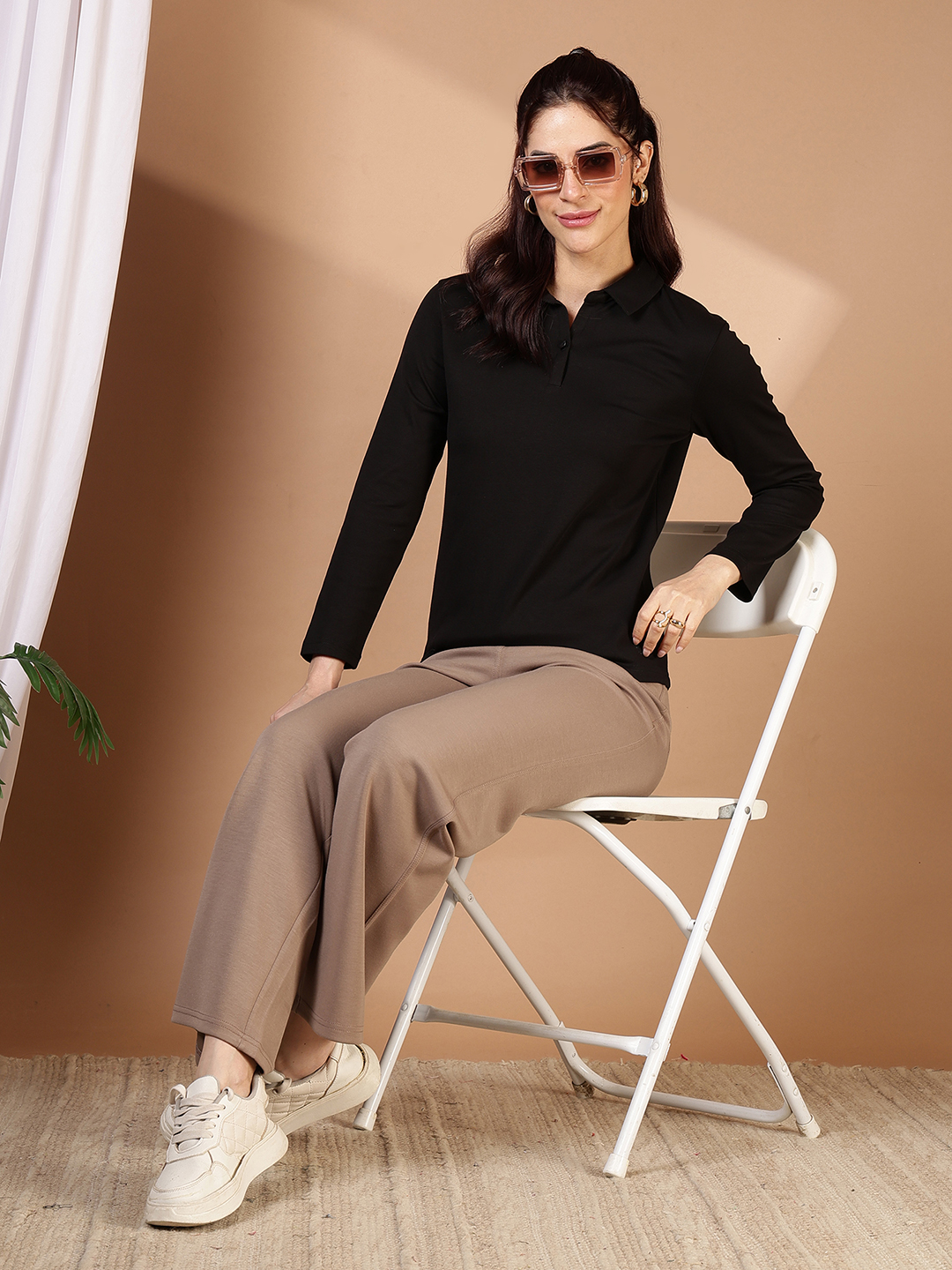 The Essential Ribbed Polo Tee Black