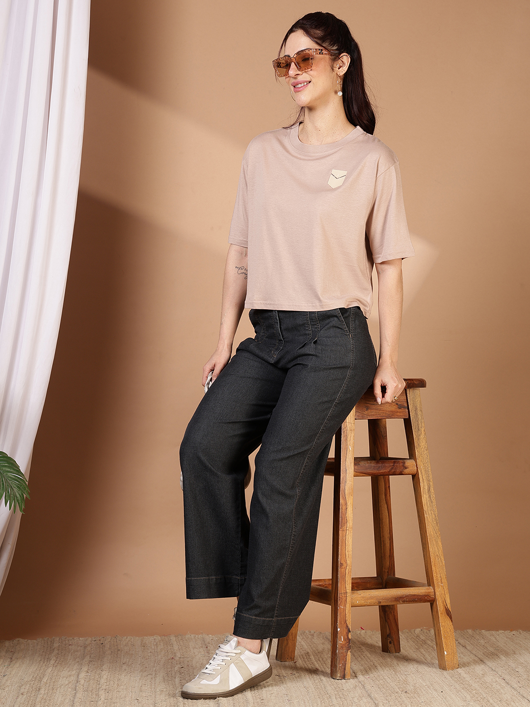 Shadow Pocket Boxy Tee Peach
