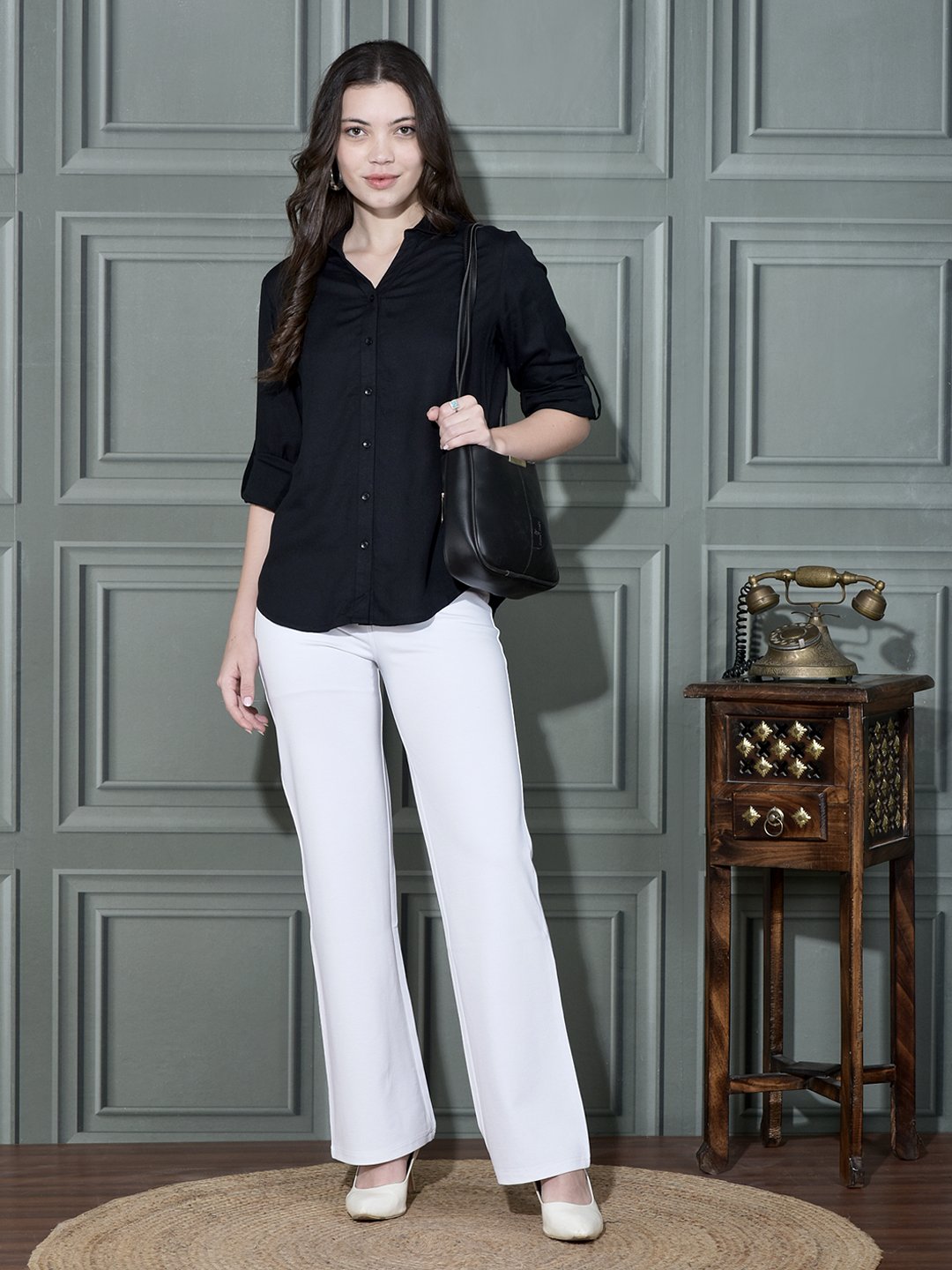 Solid Linen Shirt Black
