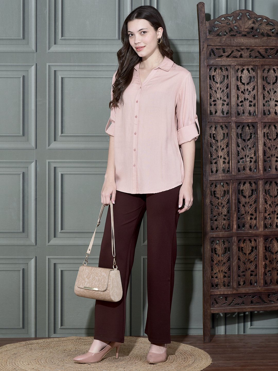 Solid Linen Shirt Peach