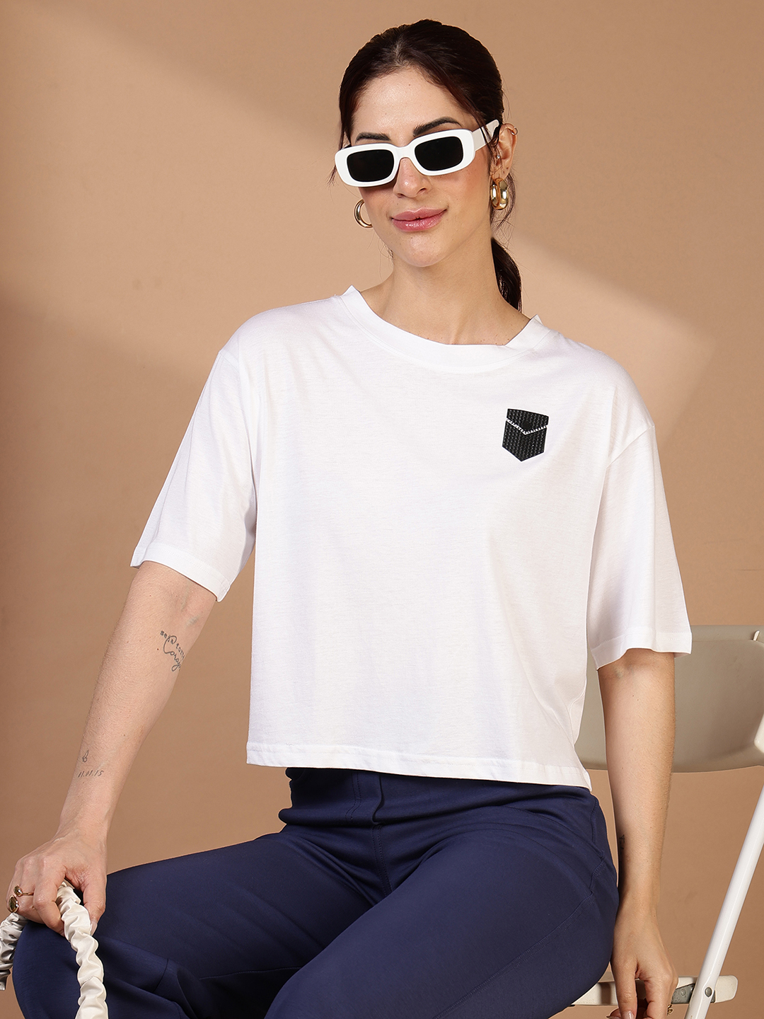 Shadow Pocket Boxy Tee White