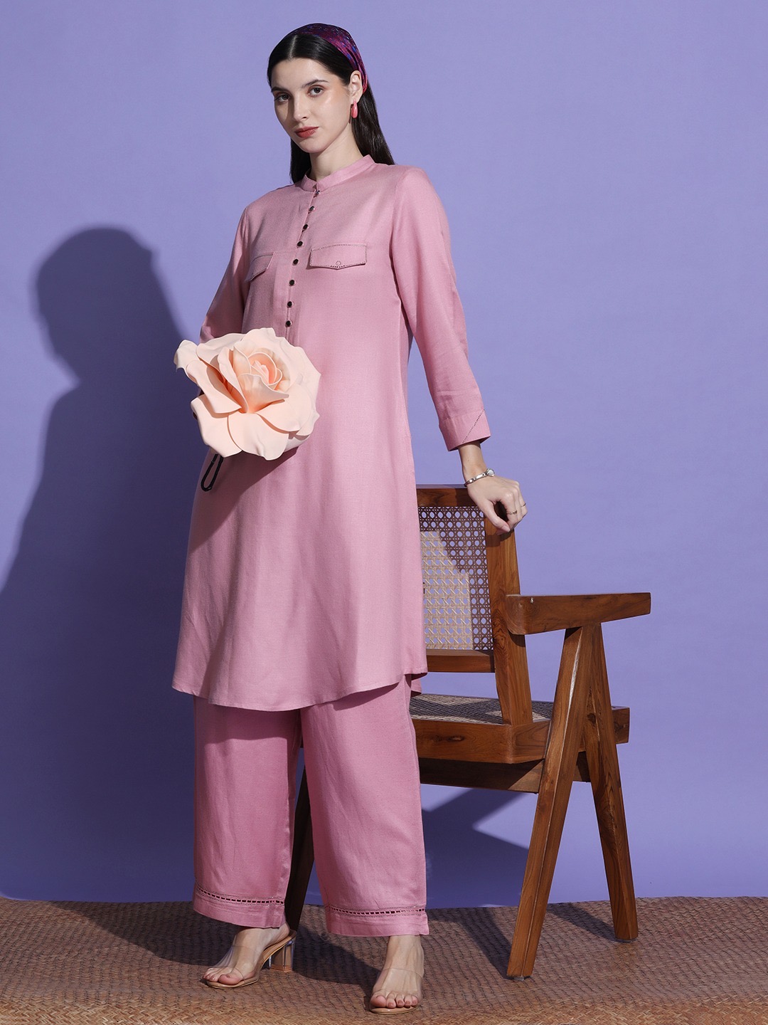 Pink Swarovski Kurta Set