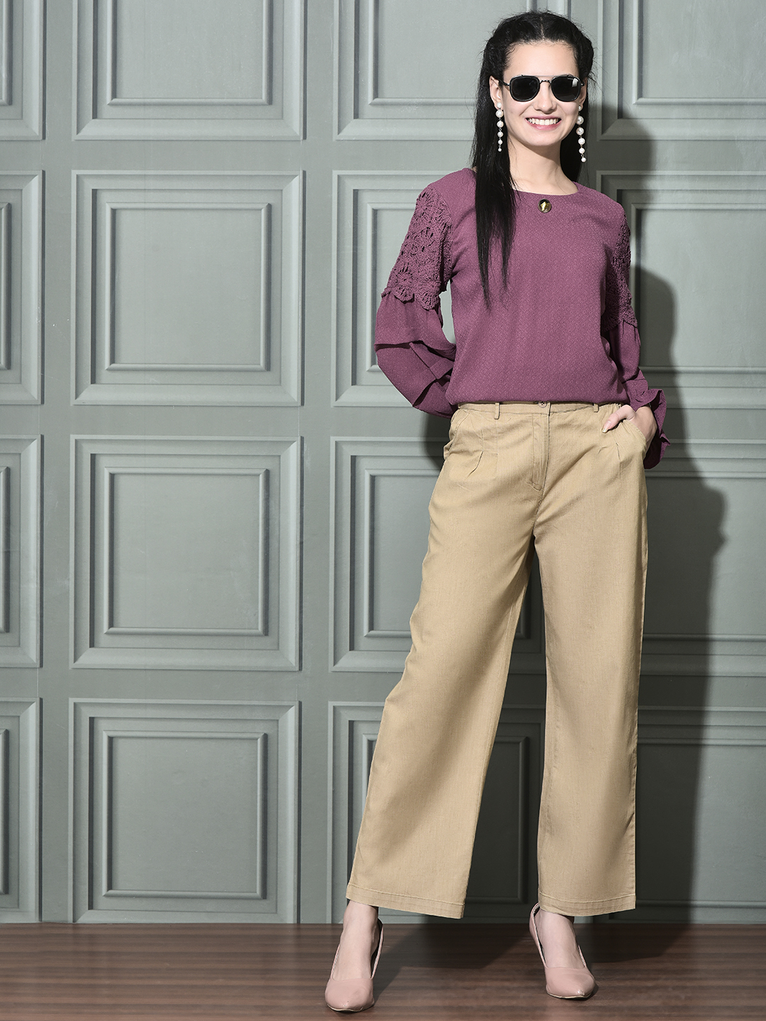 Luxe Ruffle Blouse Brick