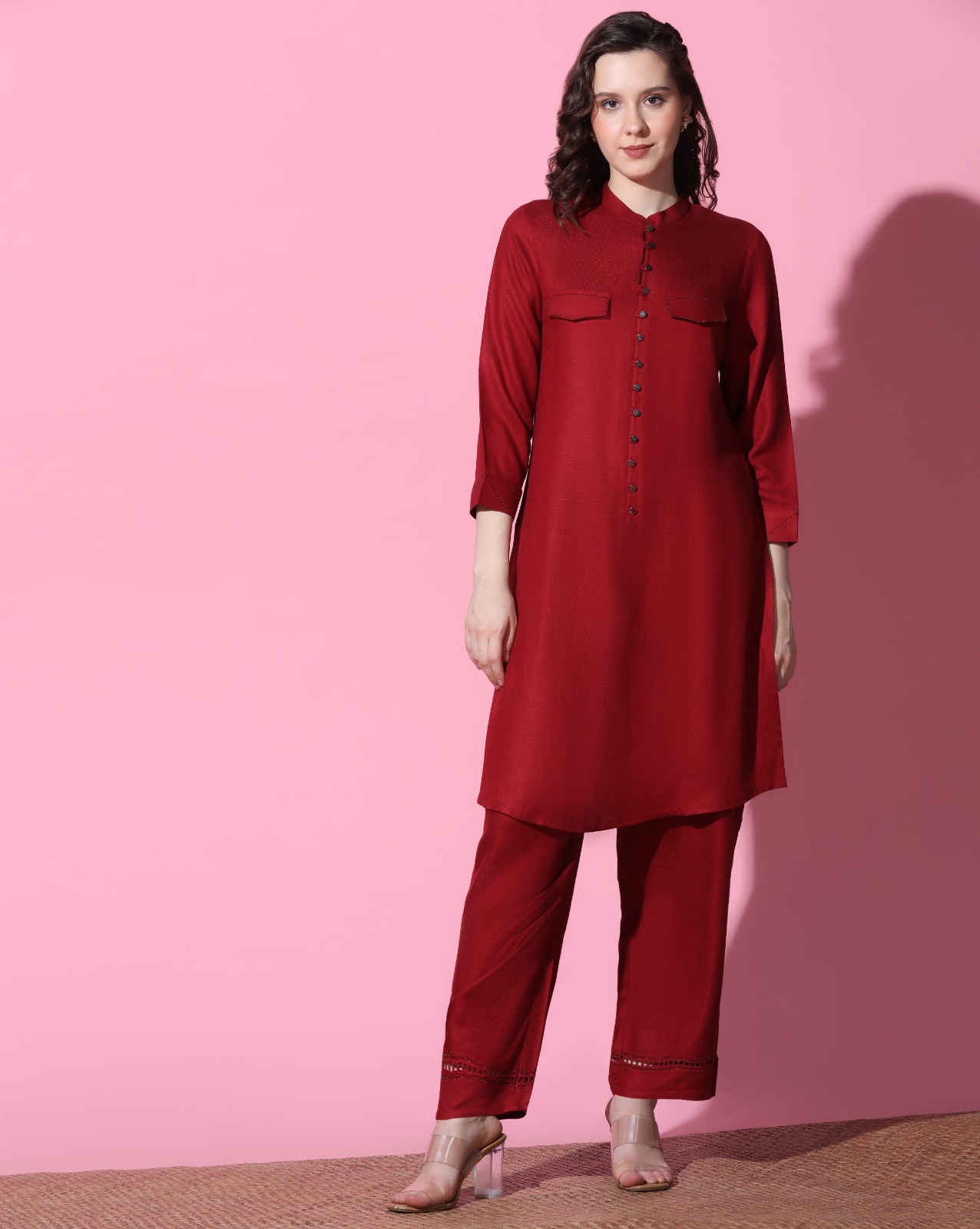 Swarovski coord set Mehroon