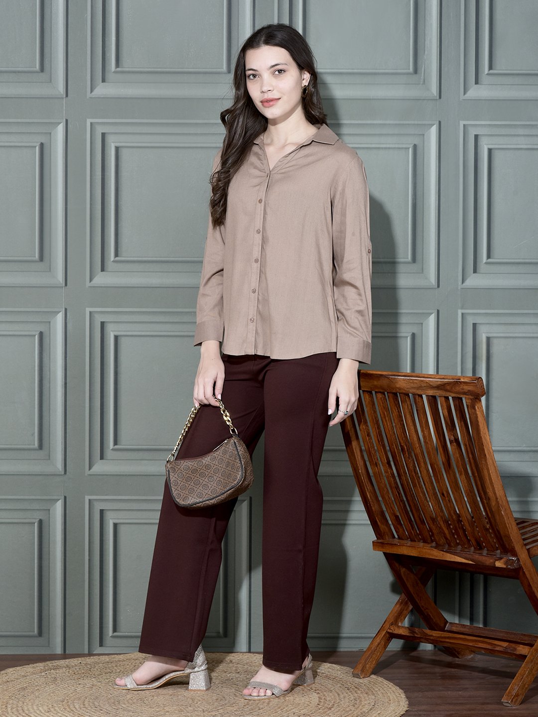 Solid Linen Shirt Beige
