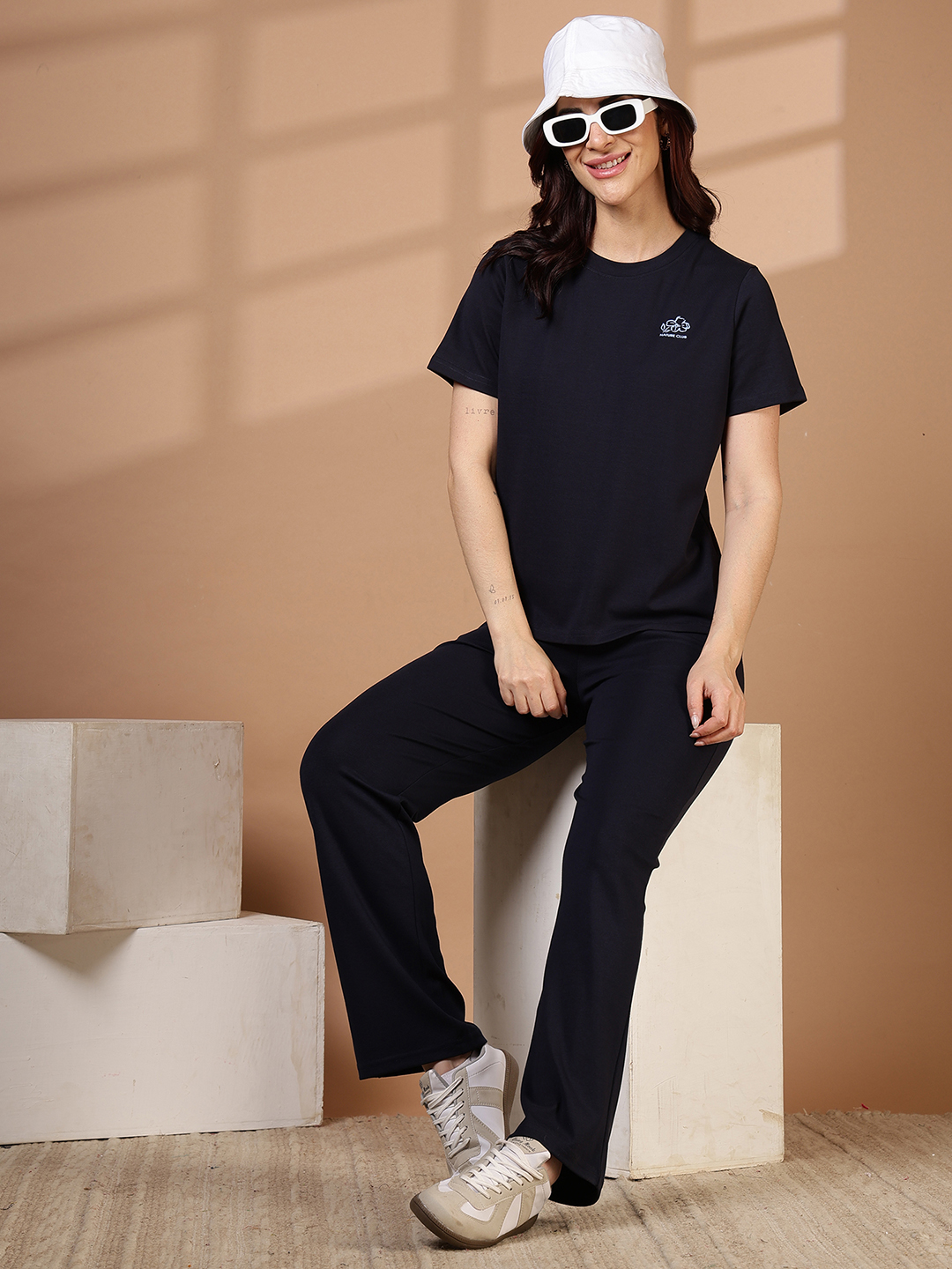 Luxe Core Ribbed Top Navy